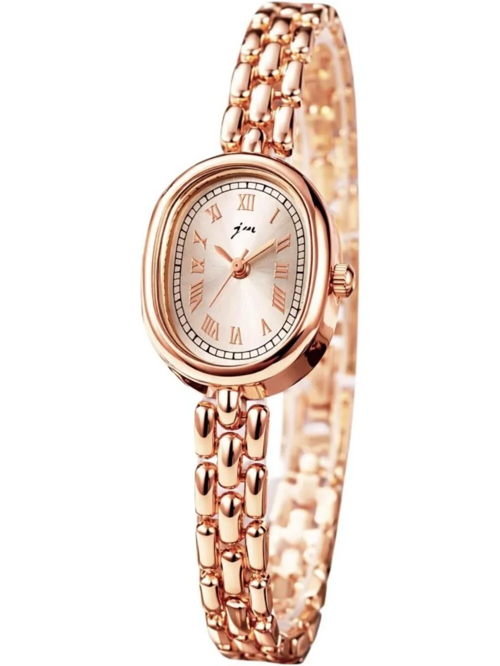 Elegant Women's Small Face Oval Quartz Watch | Slim Metal Link Band, Gold/Silver